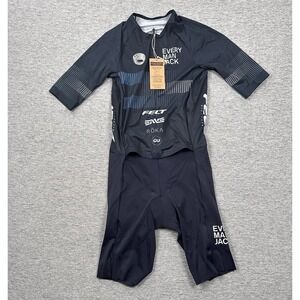 WYN Republic Triathlon Suit Mens Large Blue EMJ Velocity+ Sponsor Logos NEW (B)